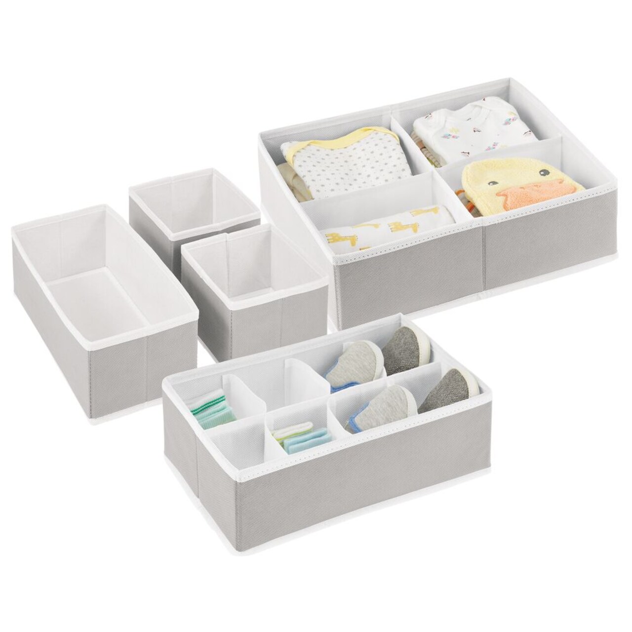 mDesign Fabric Drawer/Closet Divided Organizers, Set of 5